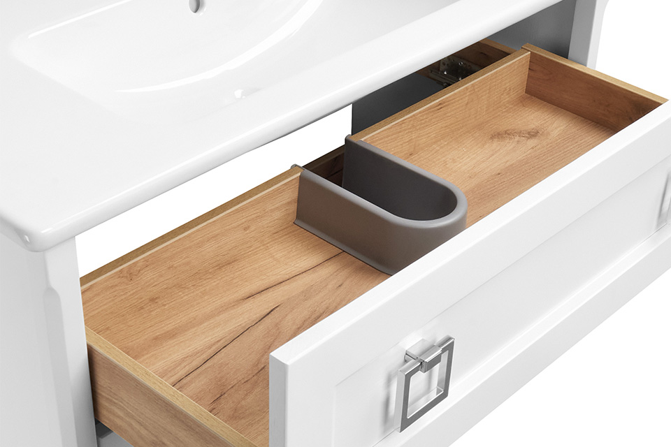 Тумба с раковиной ASB Woodline Рома 100, 2 ящика, напольная, белый