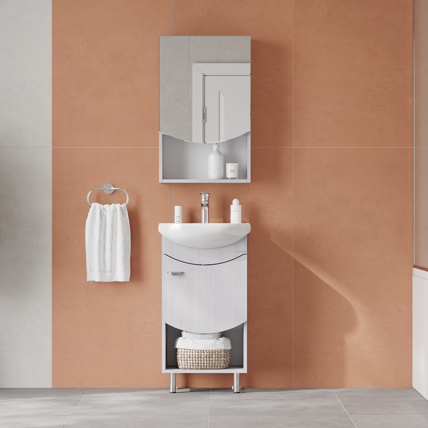 Тумба напольная Onika Селена 45.01 с раковиной Азов 45, бодега светлый