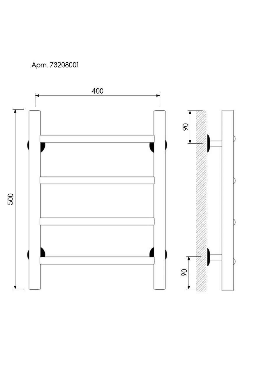 Полотенцесушитель водяной Laris Классик П4 400х500 хром