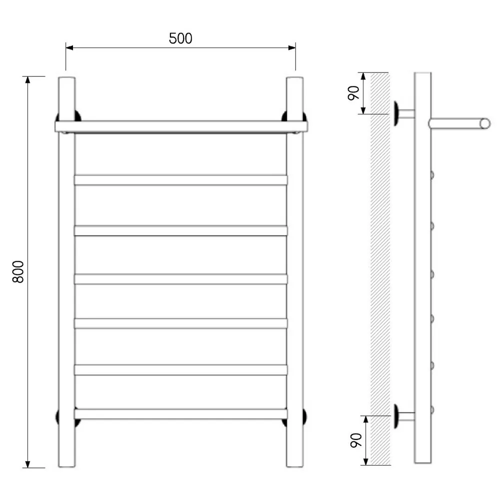 Полотенцесушитель водяной Laris Классик П7 500х800 с полкой, белый матовый