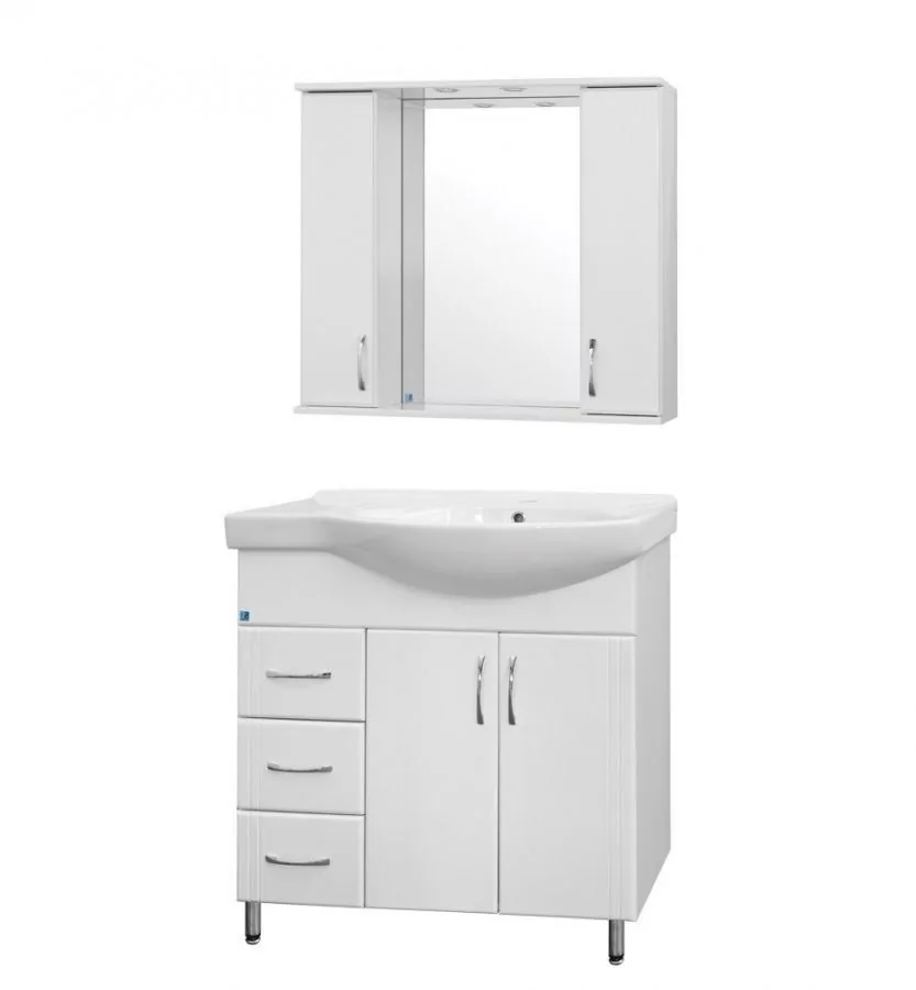 Мебель для ванной Style Line Эко Стандарт №25 L 82 комплект, напольный, белый