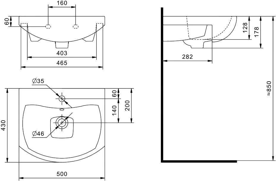 Тумба напольная Viant Рим 50 с раковиной Балтика 50, белый