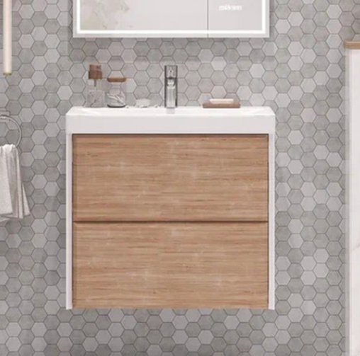 Тумба с раковиной подвесная Velvex Gesso tp.GES.9696.70.2Y белый матовый/дуб сонома, 70 см