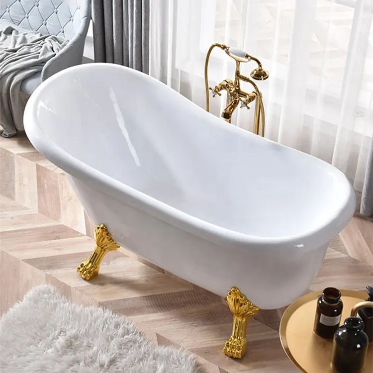 Ванна акриловая Ceruttispa CLASSIC 150G отдельностоящая (1570x770x740) на львиных лапах (золото)