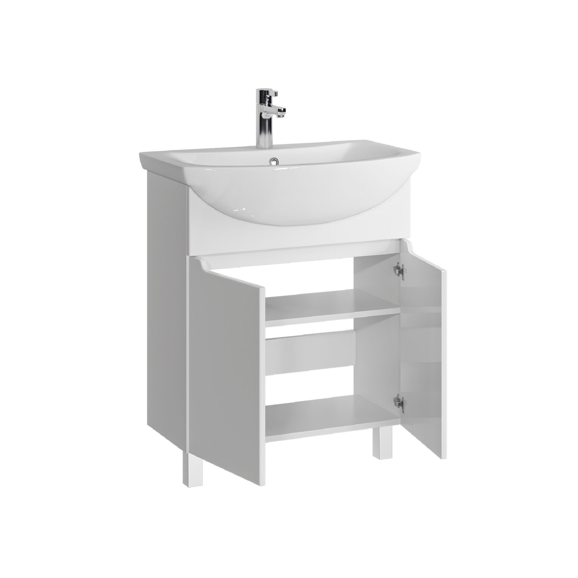 Тумба напольная SanStar Лайн 70 с раковиной Балтика 70 (комплект), белая