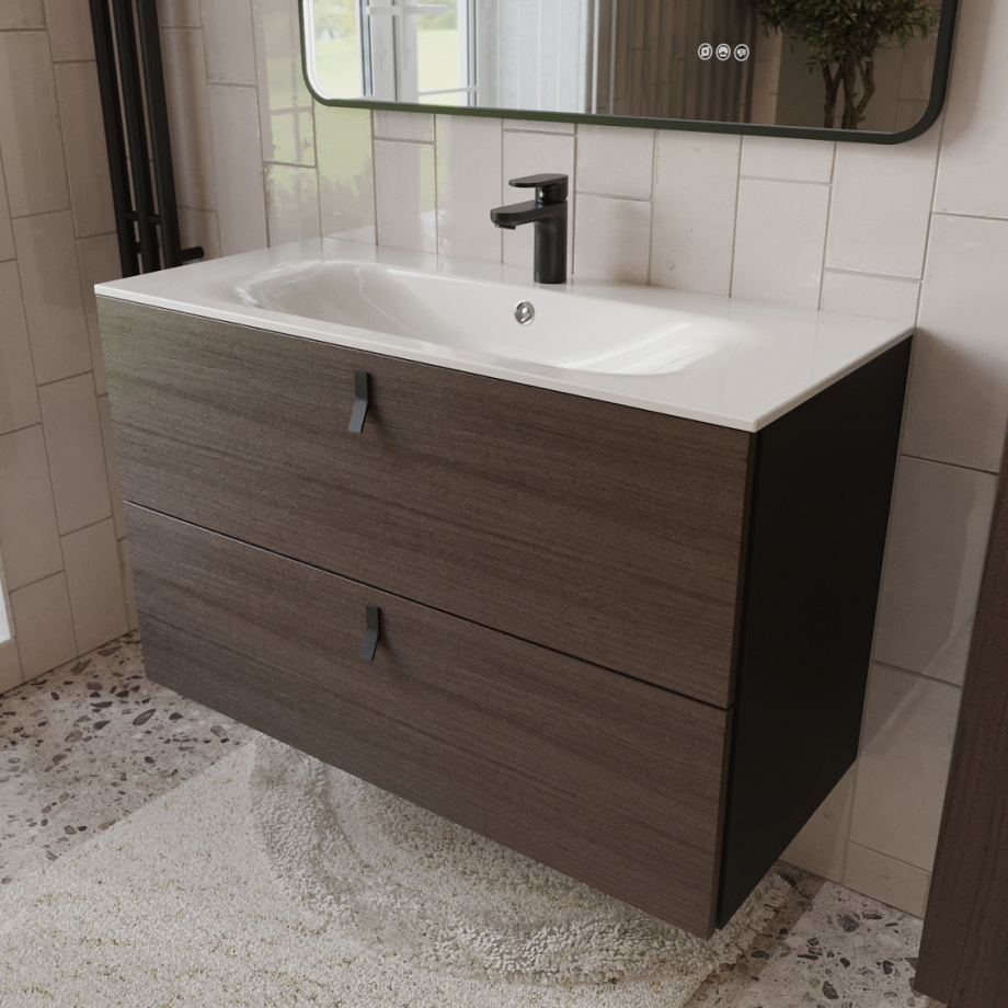 Тумба с раковиной подвесная (100 см) Terminus Kontur KON101002200001O, венге/графит