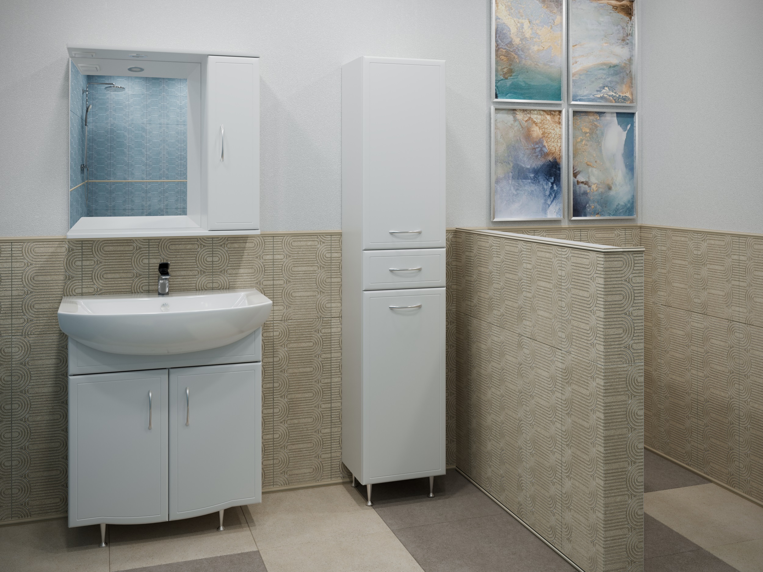 Тумба с раковиной Stella Polar Концепт 70 напольная, белая