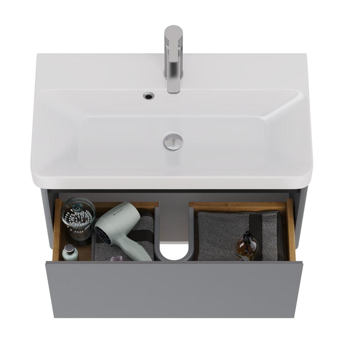 Тумба с раковиной подвесная Dreja Luxury 70 см, серый базальт