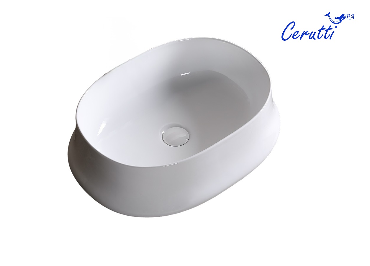 Раковина Ceruttispa CR0060 накладная, белая, овальная, глубокая 580х430х160