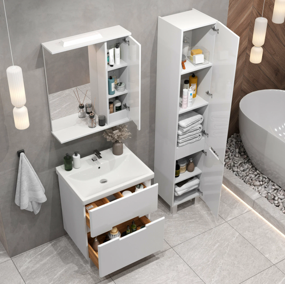 Тумба напольная SanStar Ориана 50 с раковиной Фостер 50 белая