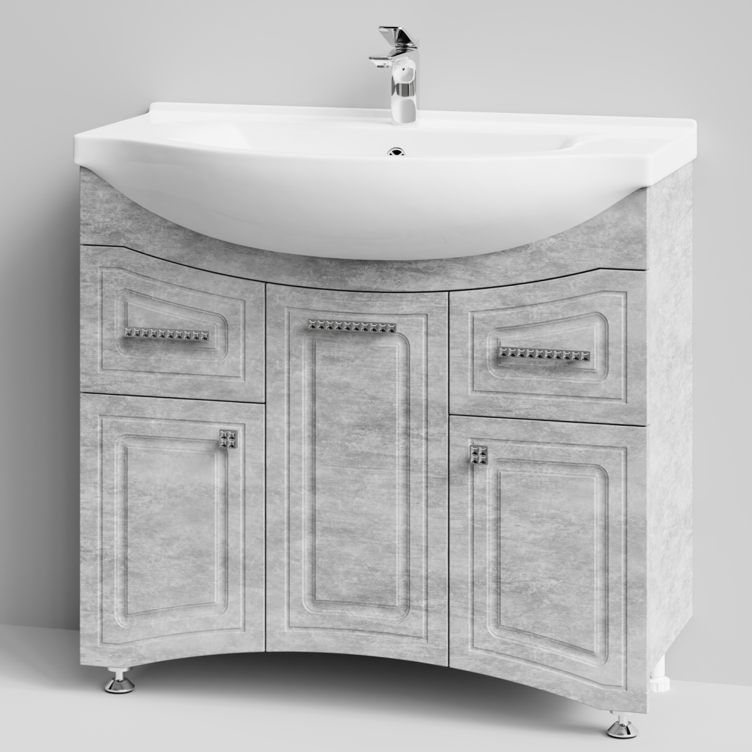 Тумба с раковиной Адам 90 напольная, Горный камень, петли справа