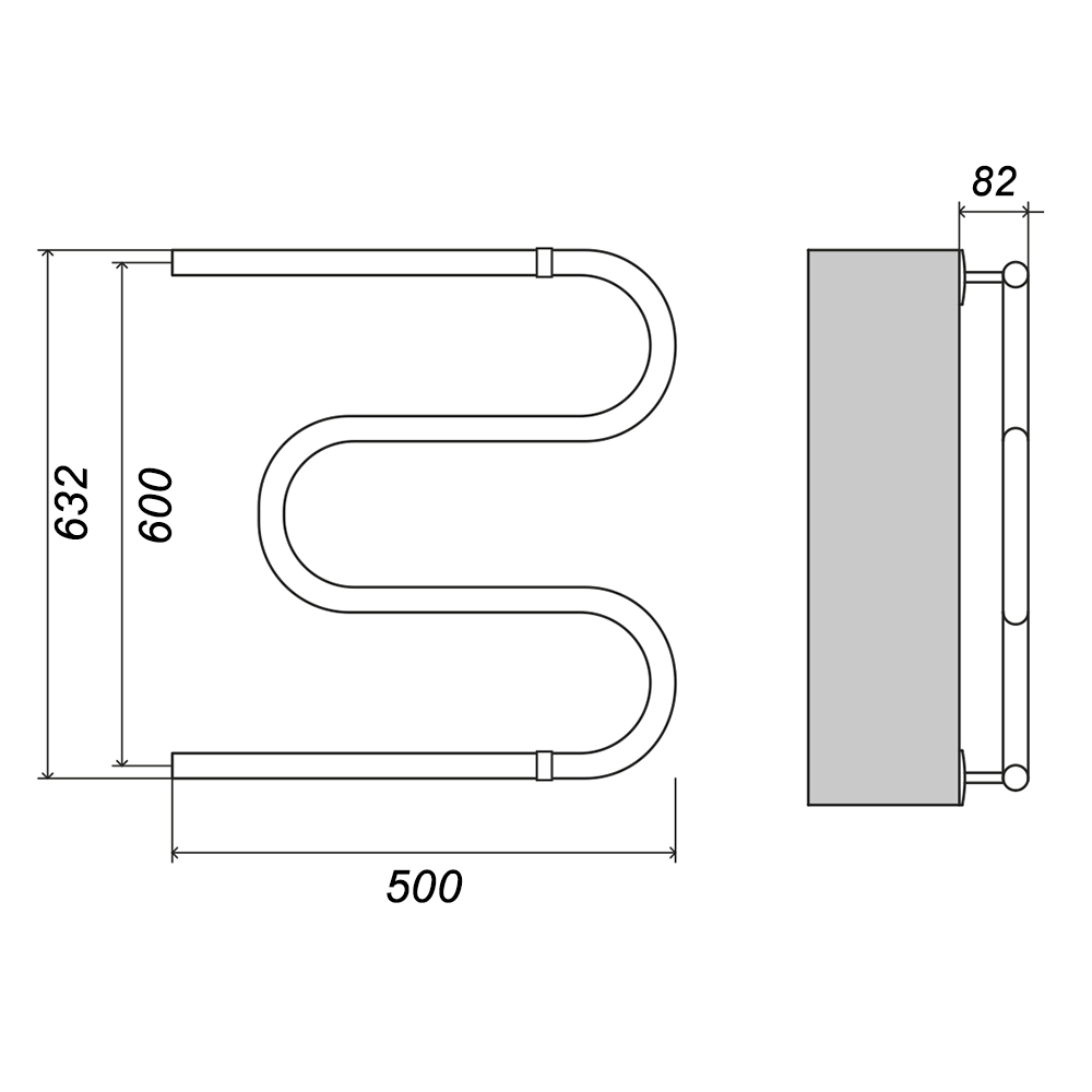 Полотенцесушитель водяной Domoterm М 600х500 Антиток, хром