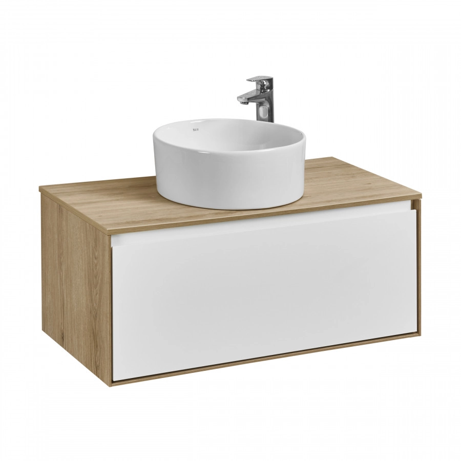 Тумба подвесная AQUATON Либерти 90, столешница, раковина MILA 40х40, дуб эльвезия