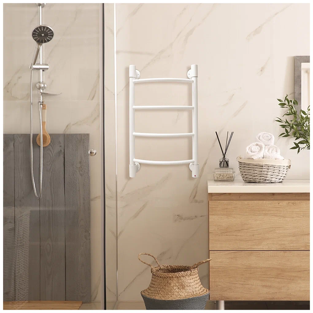 Полотенцесушитель электрический Energy H2 650x400 белый матовый, тип "лесенка", скрытое/наружное подключение