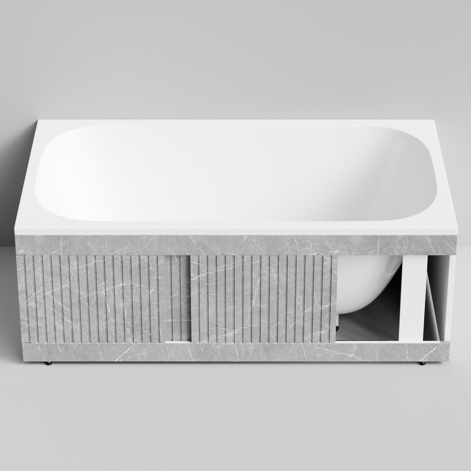 Экран под ванну Vod-ok Тач 150 раздвижной Мрамор Белый софт тач