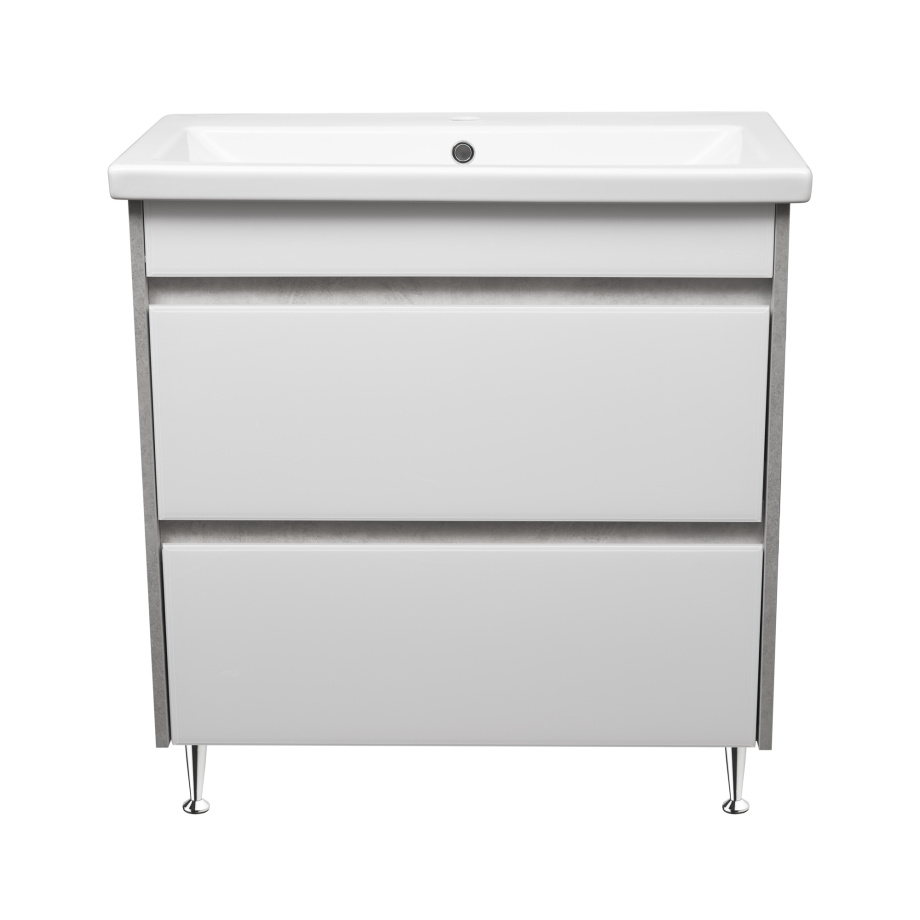 Тумба напольная Stella Polar Браво 80 с раковиной Сомо 80, слэйт/лакобель белое