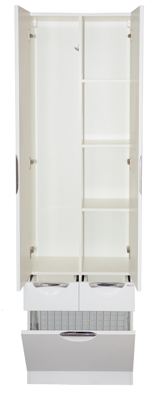 Пенал Misty Орхидея 60 напольный, с бельевой корзиной, белый