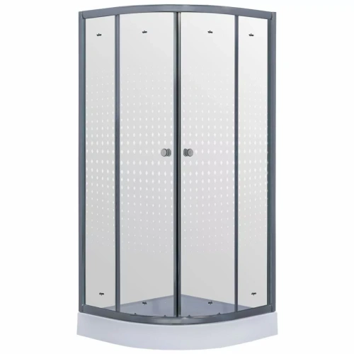 Душевой уголок Timo TL-9001 Romb Glass прозрачный 90х90 полукруглый 1/4, с низким поддоном, хром от магазина Vanna-Vanna.ru!