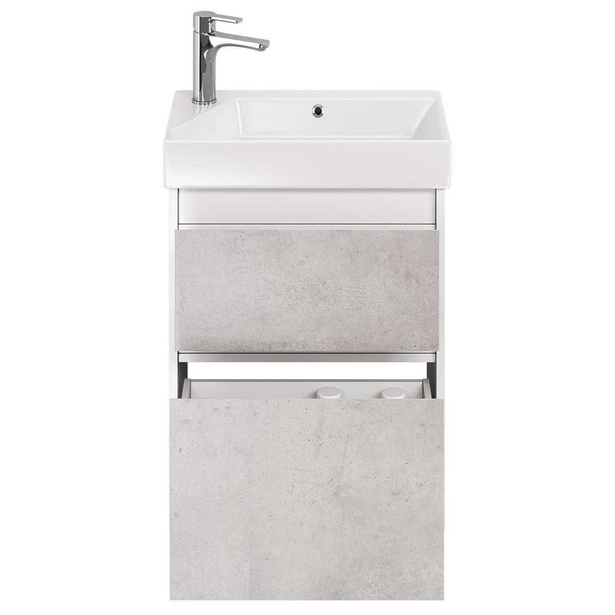 Тумба с раковиной подвесная Dreja Slim 55 см, белый/бетон