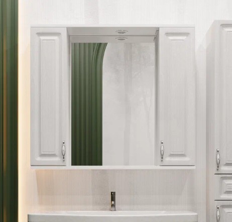 Зеркало-шкаф Stella Polar Кармела 90/С R свет, Люкс белое серебро