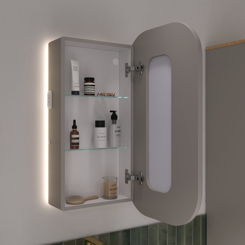 Зеркало-шкаф EQUIL Desert 45 с подсветкой, универсальный R/L, амарок