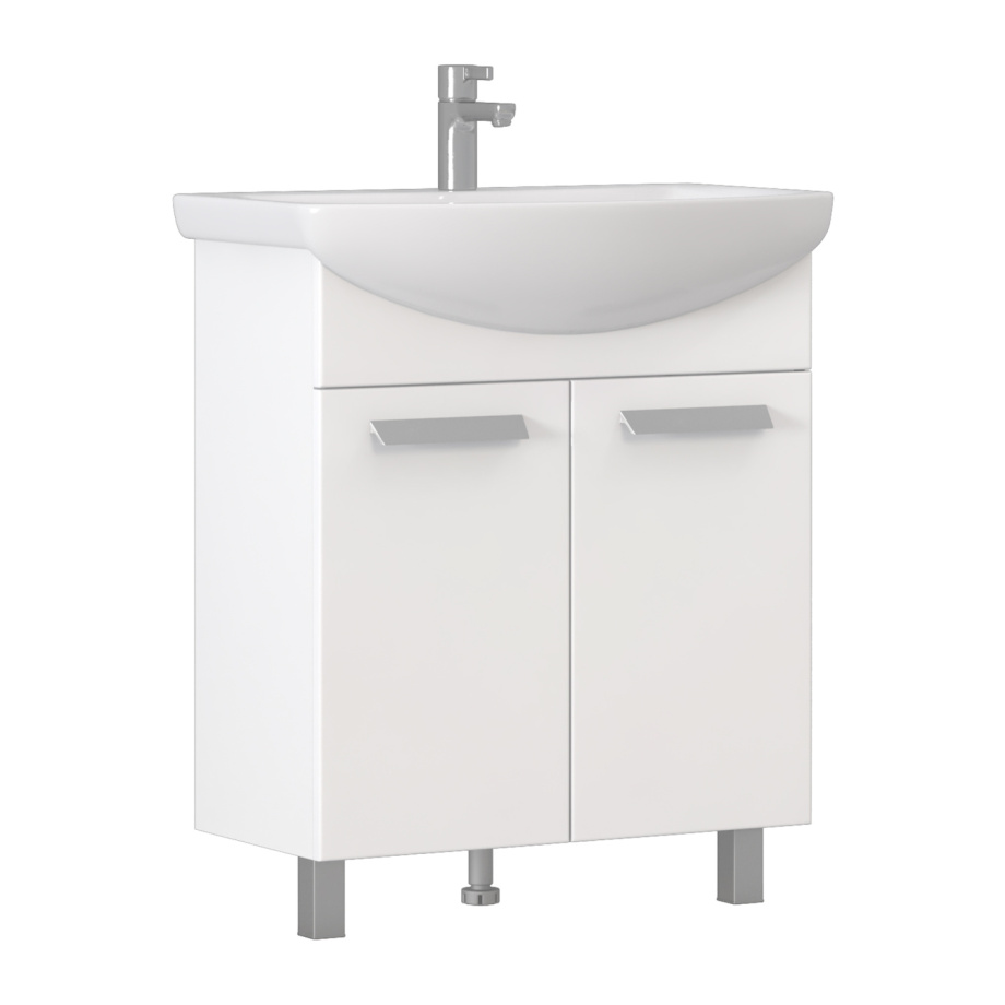 Тумба напольная Vigo Hoska 70 с раковиной Балтика 70, 2 двери, белый