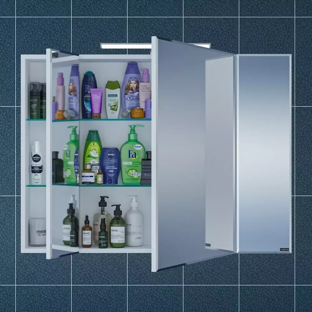 Зеркало-шкаф Санта Стандарт 100 свет, трельяж, белый