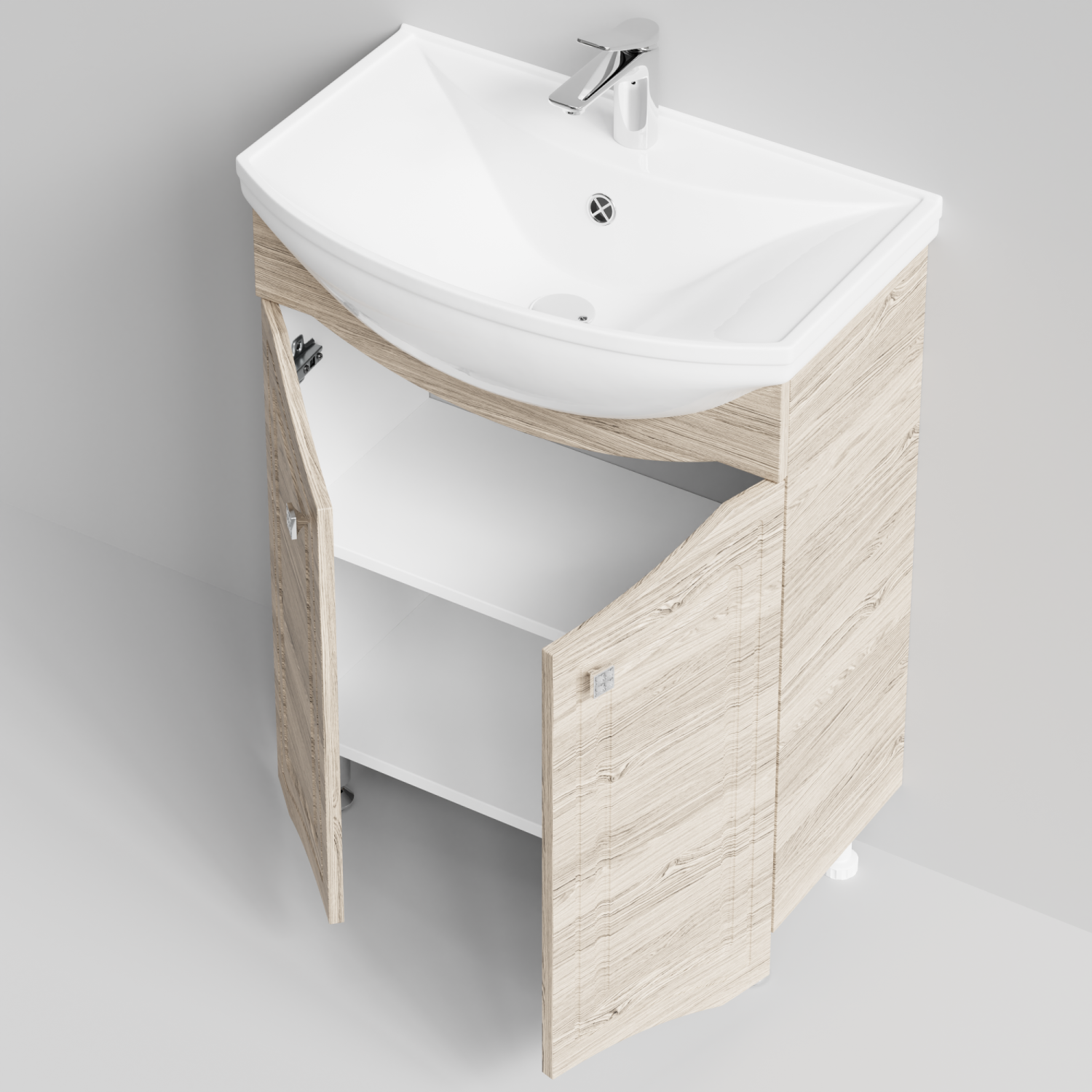 Тумба с раковиной Адам 65 напольная, Дубослив ореховый светлый