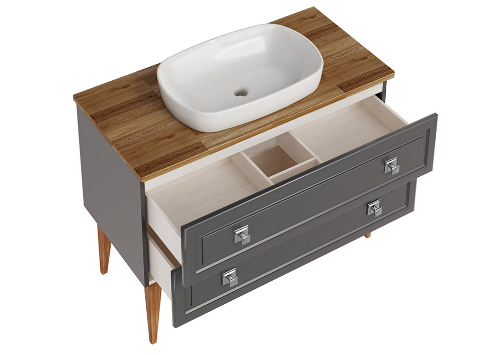 Мебель для ванной ASB Woodline Каталина 100 комплект, напольный, grey, хром