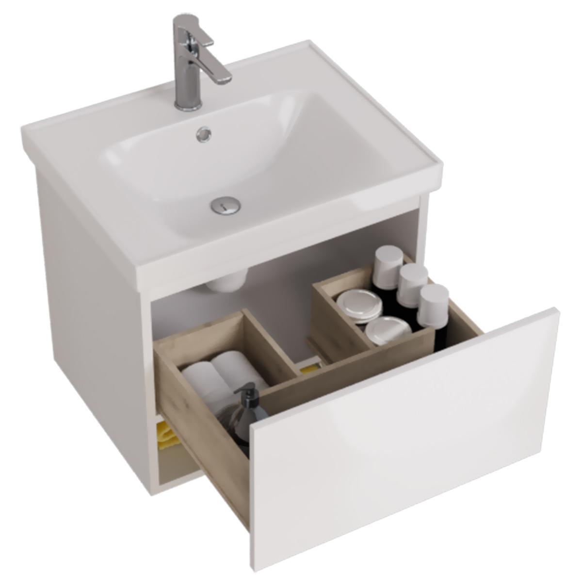 Тумба с раковиной подвесная Dreja Perfecto 60 см, белый