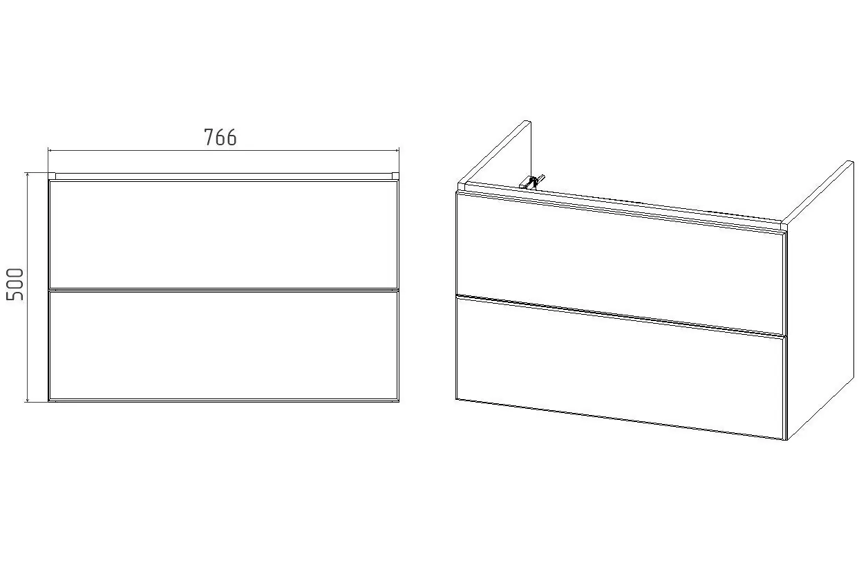 Тумба подвесная Viant София 80 с раковиной Como 80, два ящика, графит