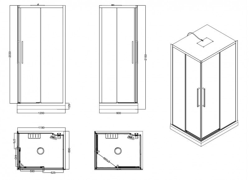 Душевая кабина Esbano ESM-129CKR (Right) 120х90х215