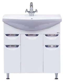 Тумба с раковиной Misty Орхидея 75 с бельевой корзиной, белый