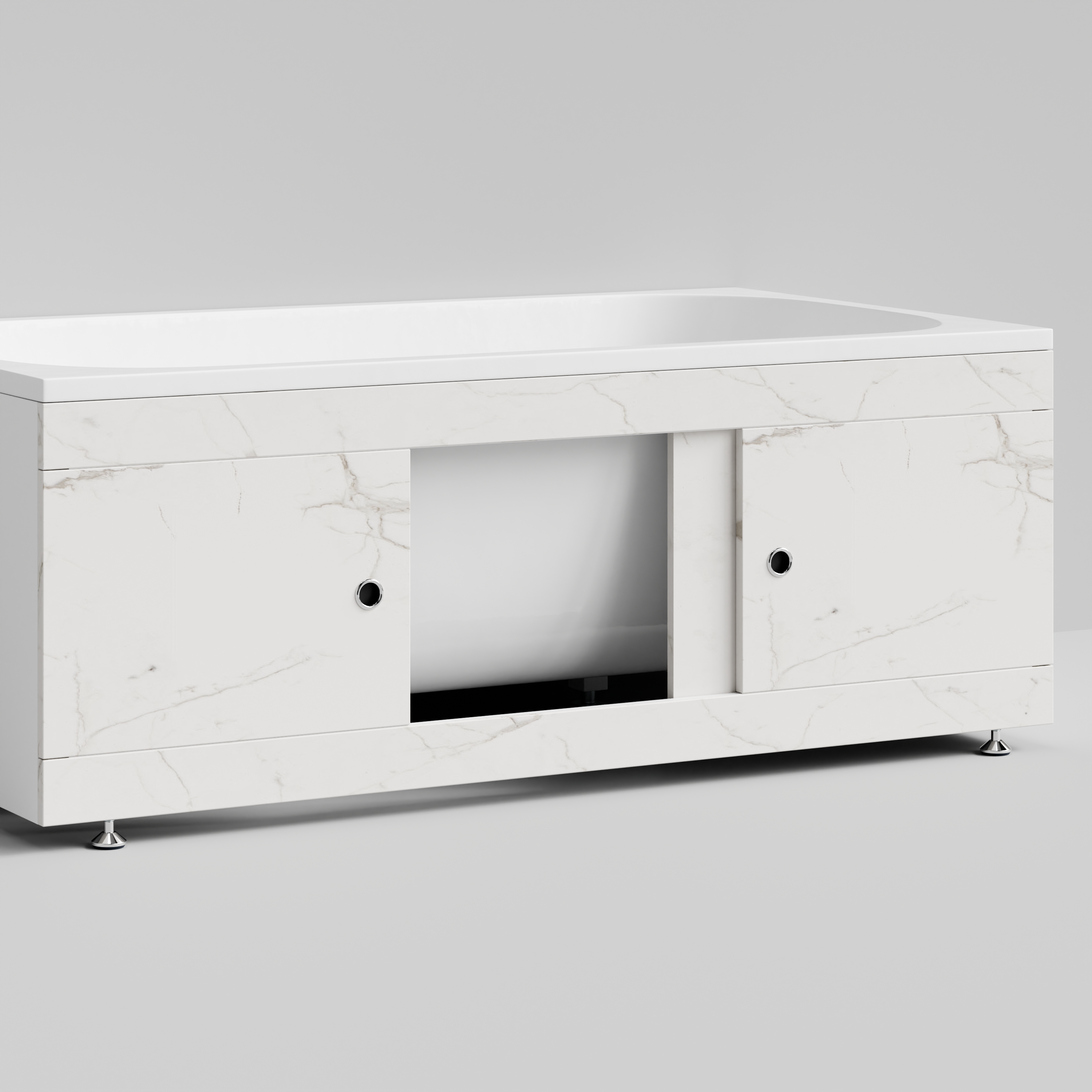 Экран под ванну Vod-ok Купе 150 раздвижной Мрамор Белый натур милк