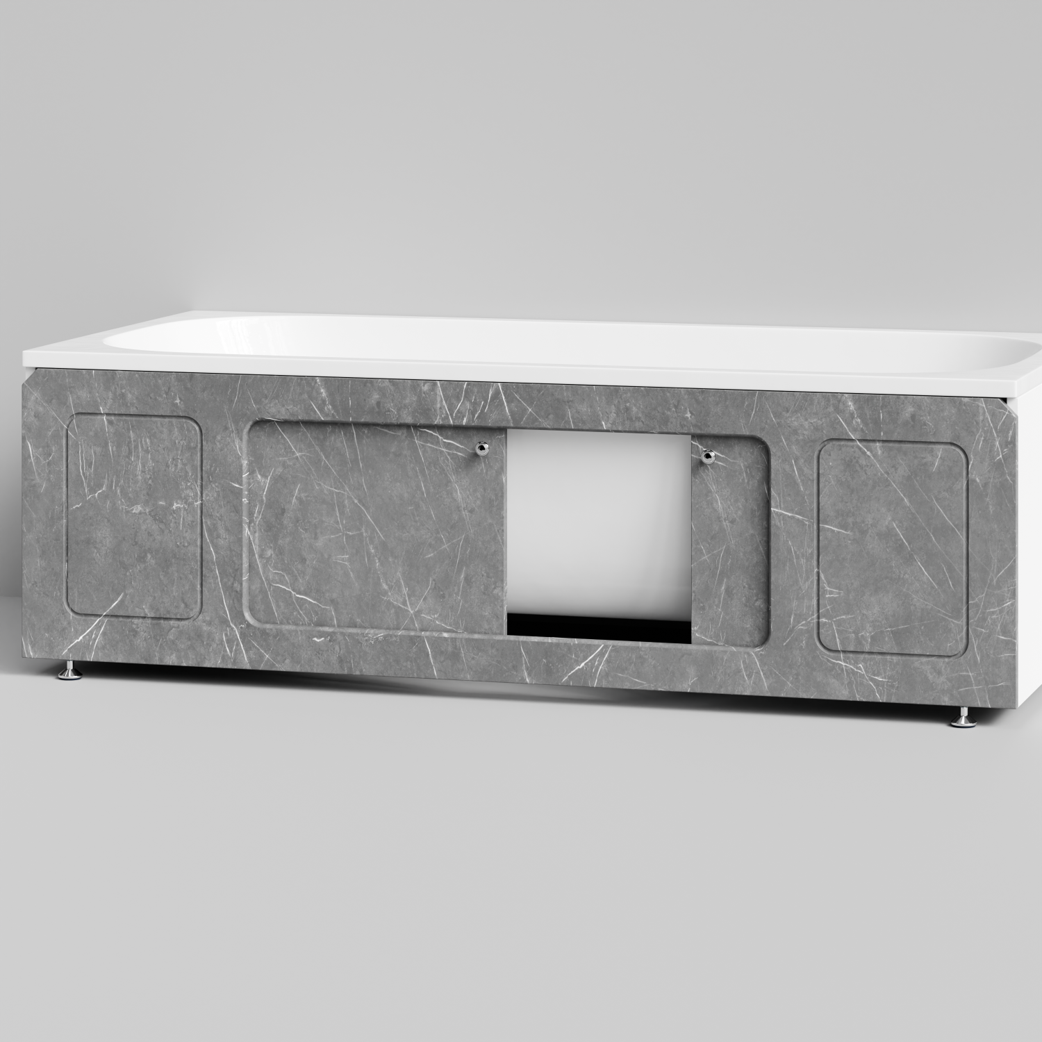 Экран под ванну Vod-ok Лидер 180 раздвижной Мрамор Серый софт тач