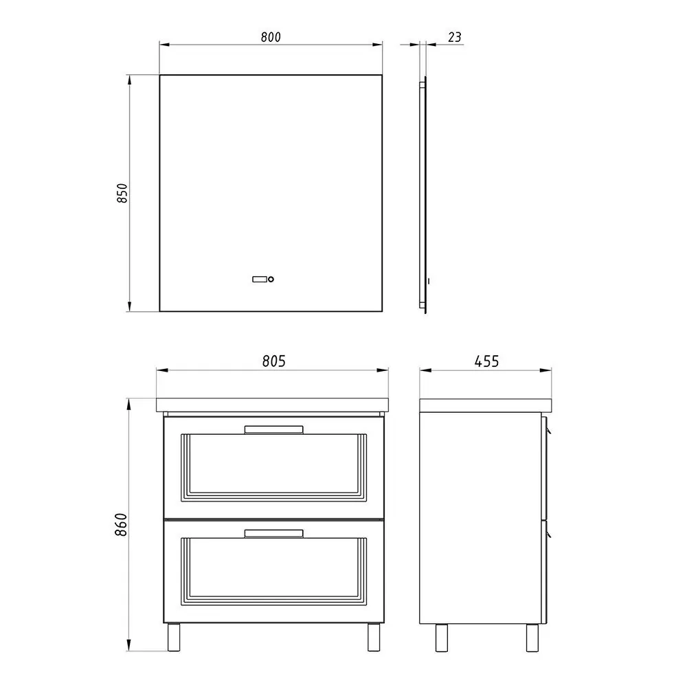 Тумба напольная Асб-мебель София 80 с раковиной Миранда 80, белый матовый от магазина Vanna-Vanna.ru!