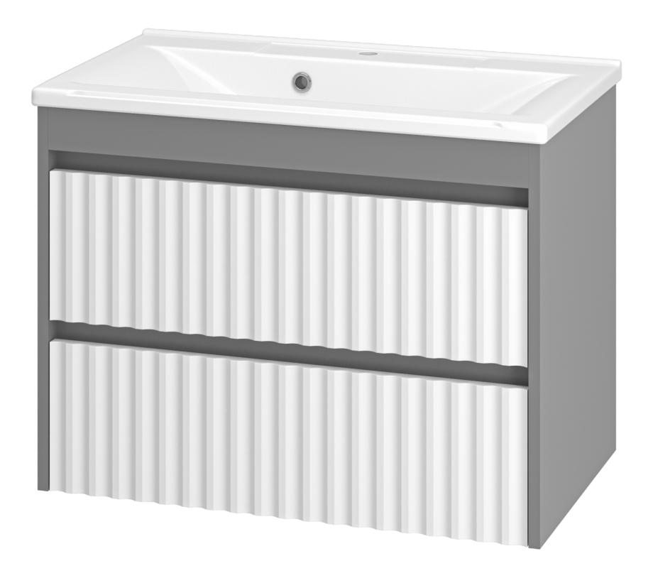 Тумба с раковиной Brevita Balaton 75 подвесная, белый/серый