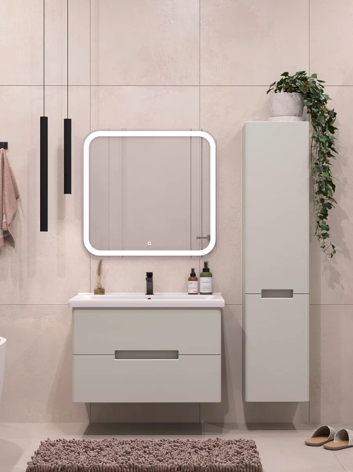 Тумба подвесная SanStar Ориана 70 с раковиной Como 70 (комплект), грей