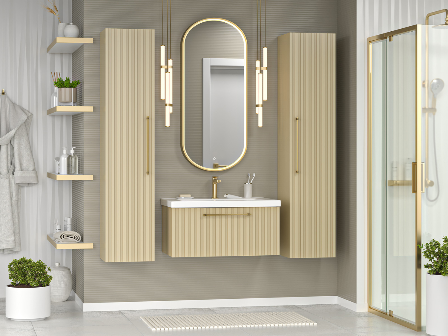 Тумба с раковиной Brevita Alicante 80 подвесная, капучино