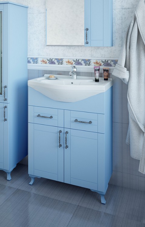 Тумба напольная Sanflor Глория с раковиной Байкал 65, серый