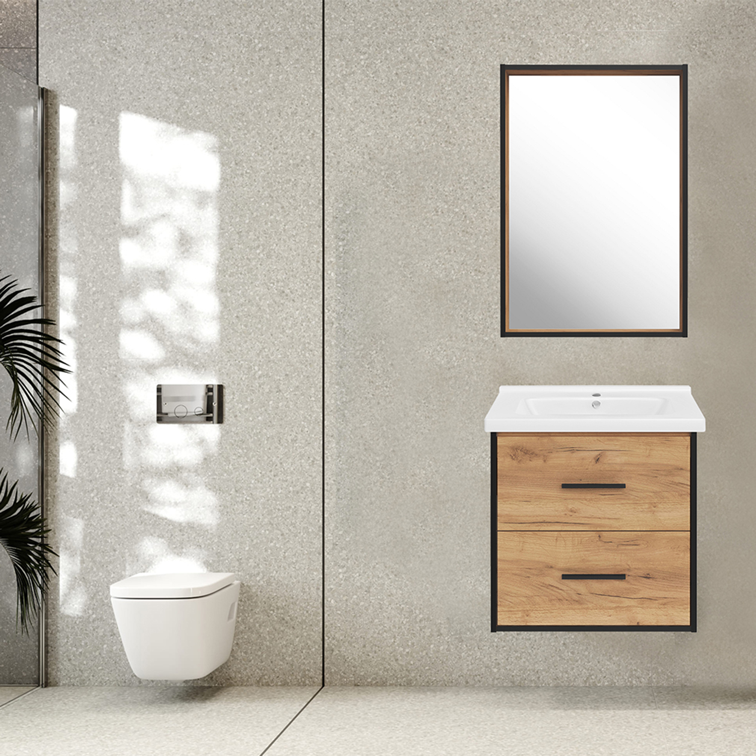 Мебель для ванной Асб-мебель Монца 60 комплект, напольный, дуб золотой