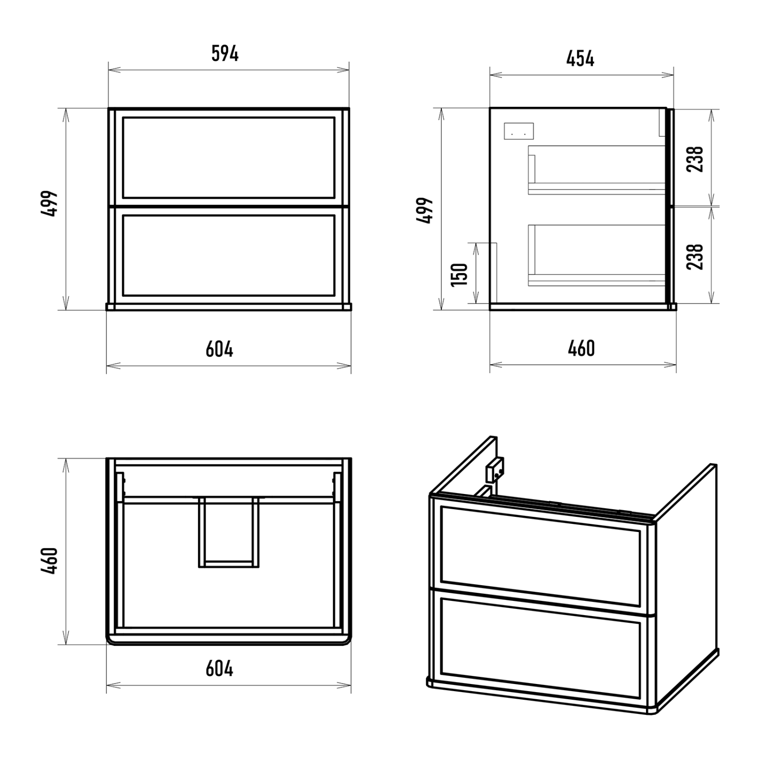 Тумба с раковиной Brevita Verde 60 подвесная (зеленая)