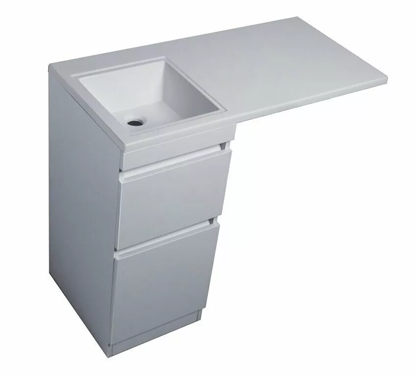 Тумба напольная Style Line Даллас 100 Люкс Plus Эмаль с раковиной Даллас 100 под стиральную машину, два ящика, левая, белая