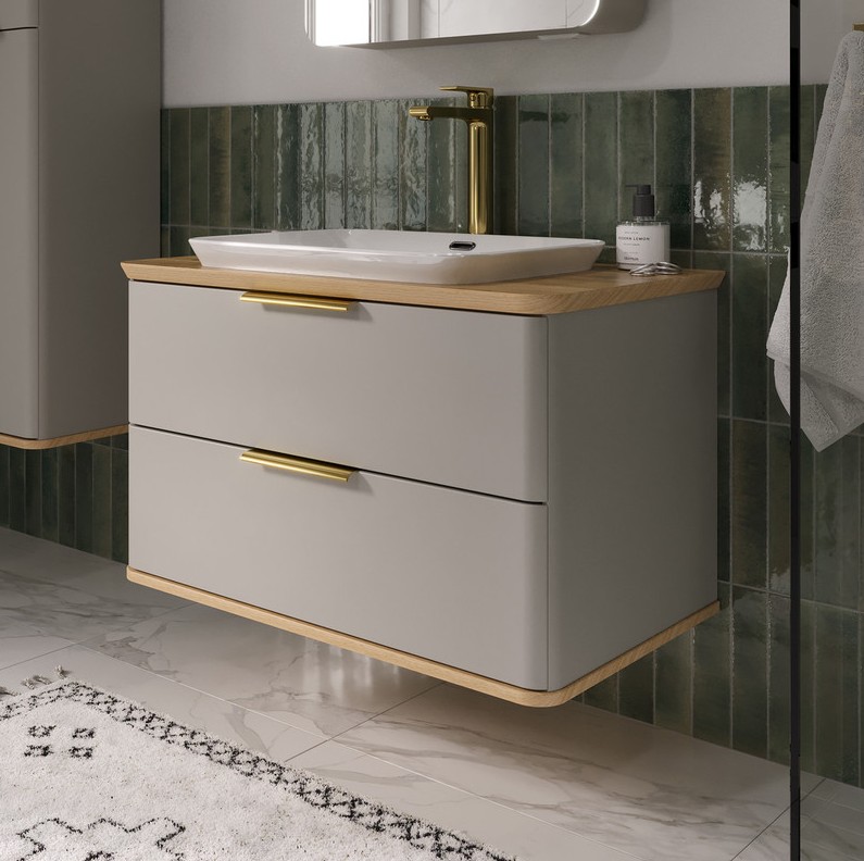 Тумба подвесная со столешницей EQUIL Desert 80 с раковиной (Е408D), амарок