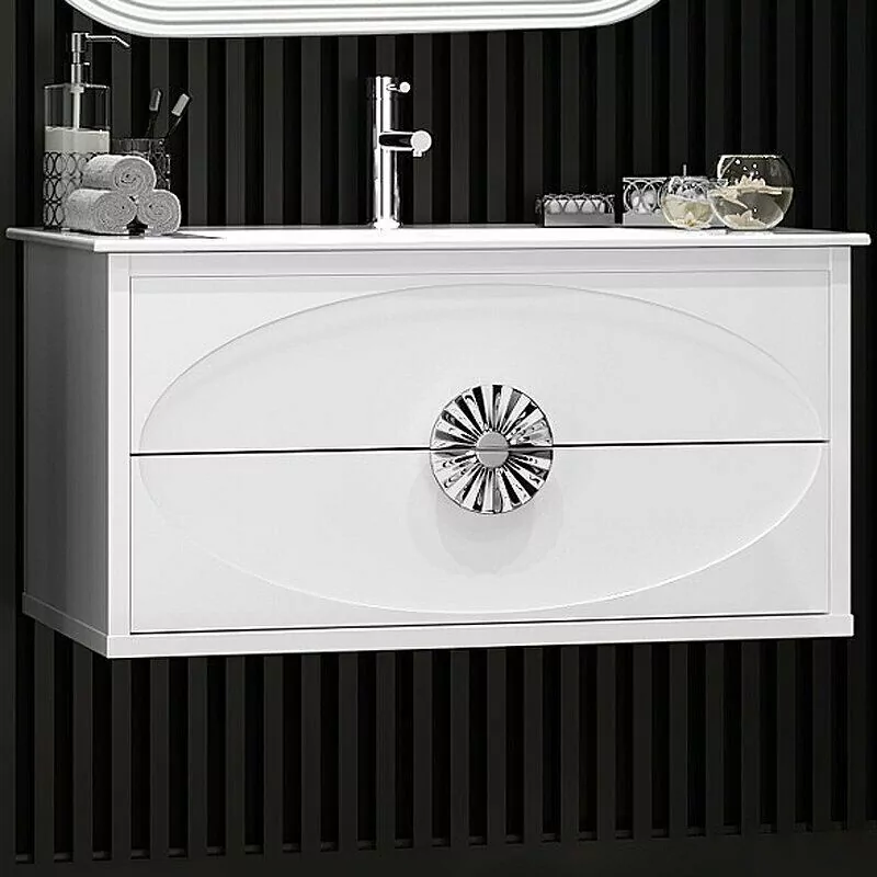 Тумба с раковиной Opadiris Ибица 90 подвесная, белый, серебро