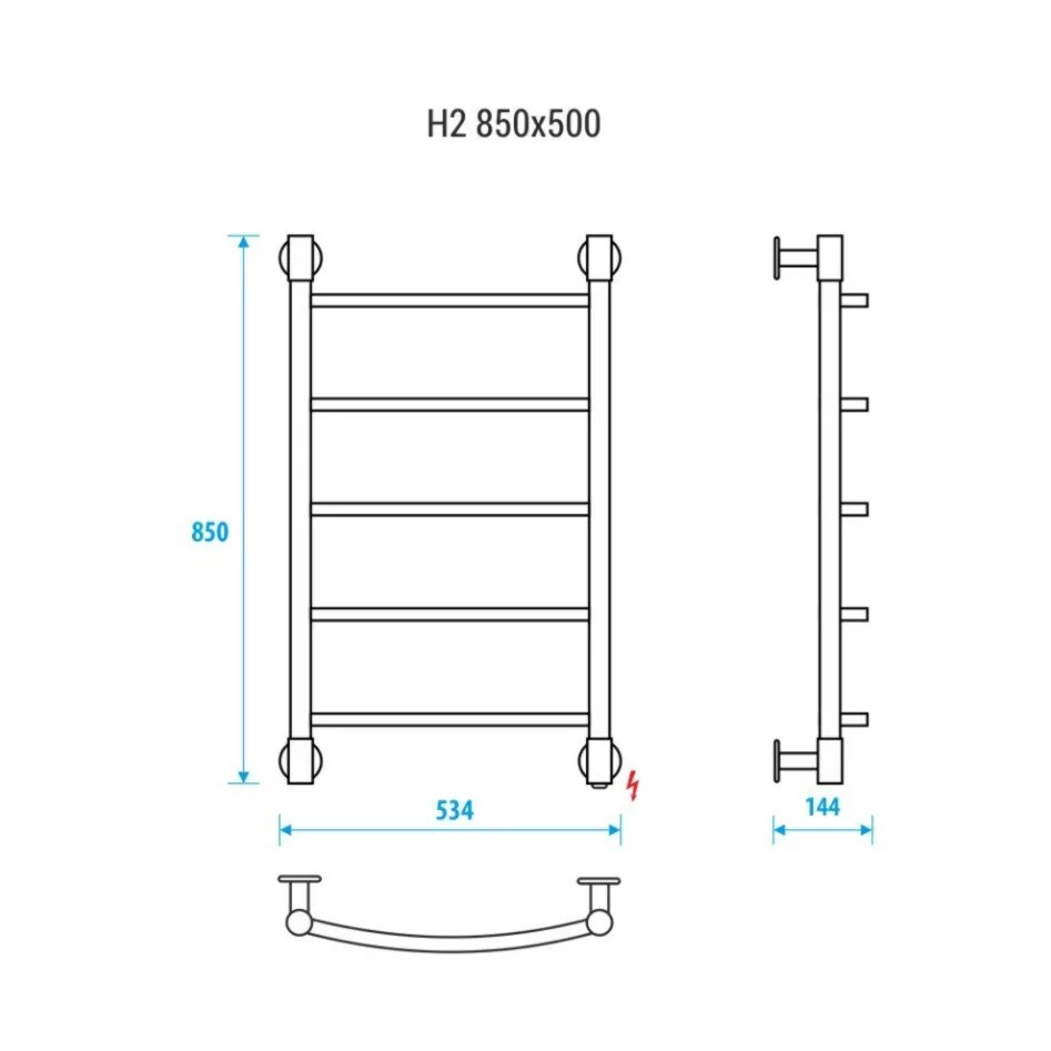 Полотенцесушитель электрический Energy H2 850x500 черный матовый