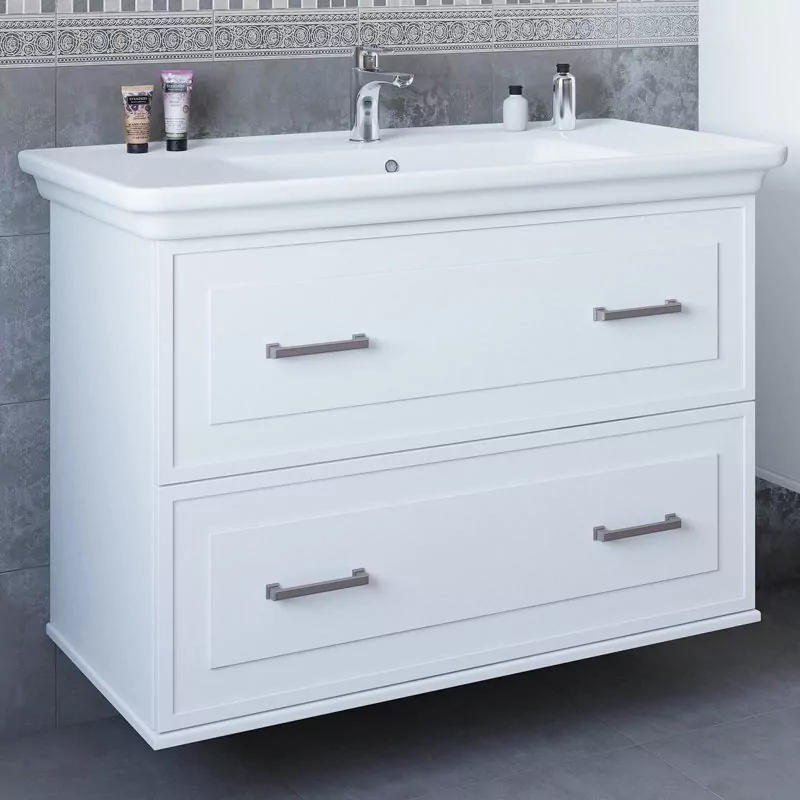 Тумба с раковиной Sanflor Модена 105 подвесная, белый матовый от магазина Vanna-Vanna.ru!