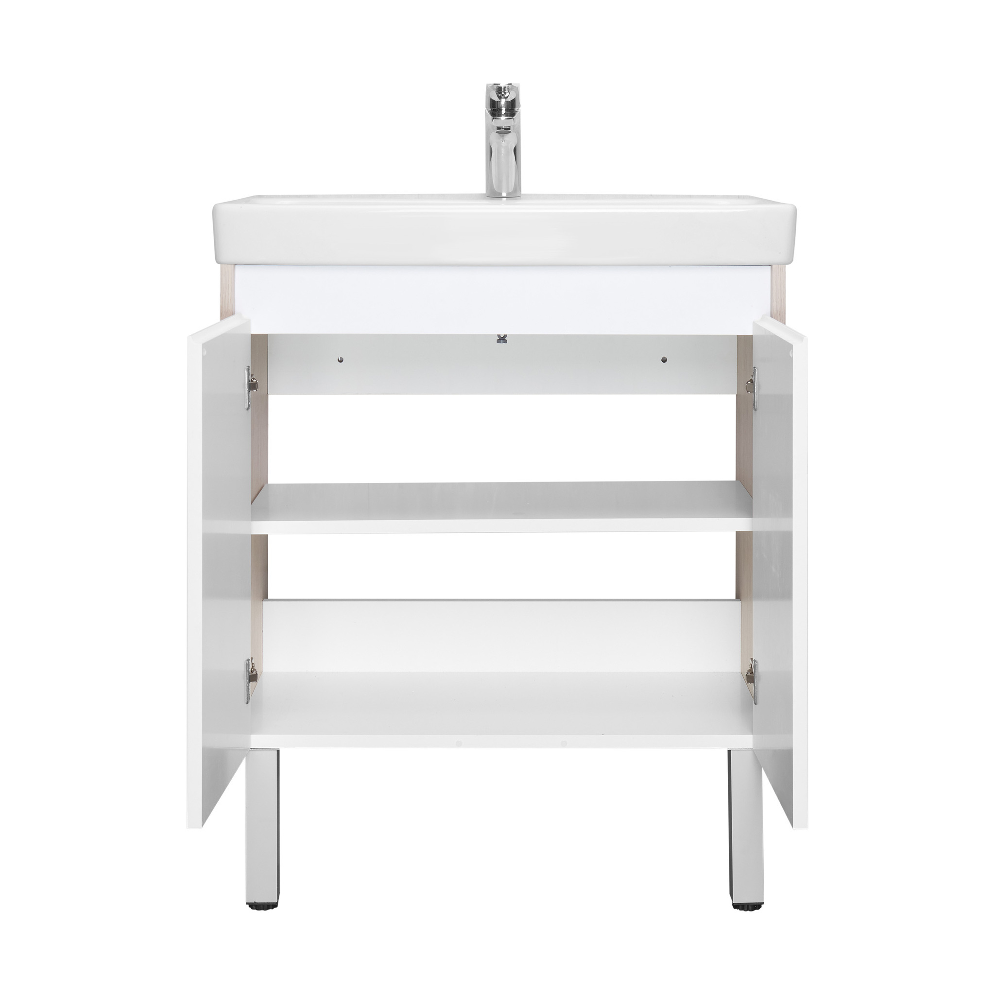 Тумба Aquaton Сканди Doors 70 с раковиной Адриана 70, 2 ящика, подвесная, белый, дуб верона