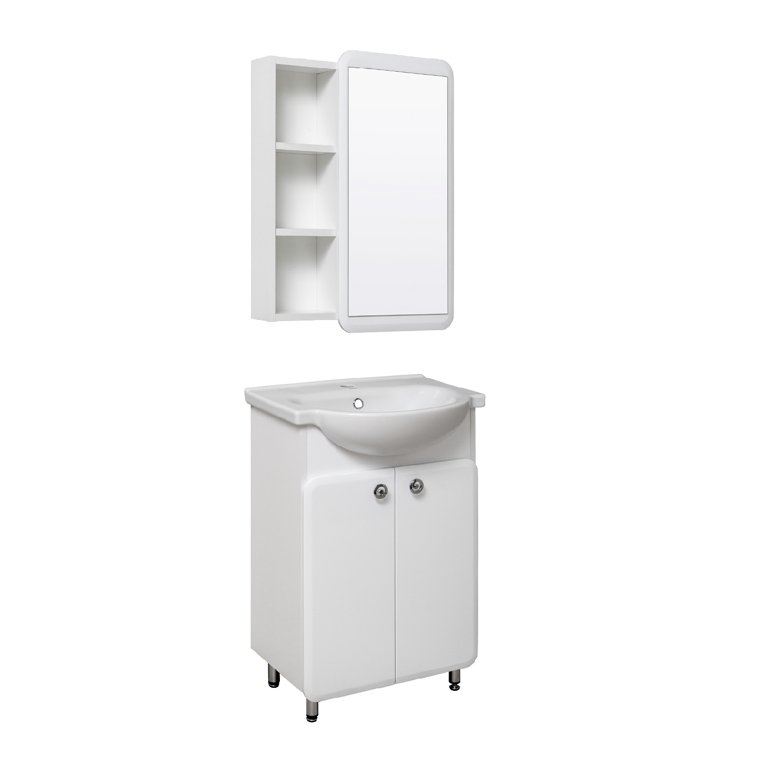 Тумба напольная Runo Капри 55 с раковиной Элеганс 55, белый
