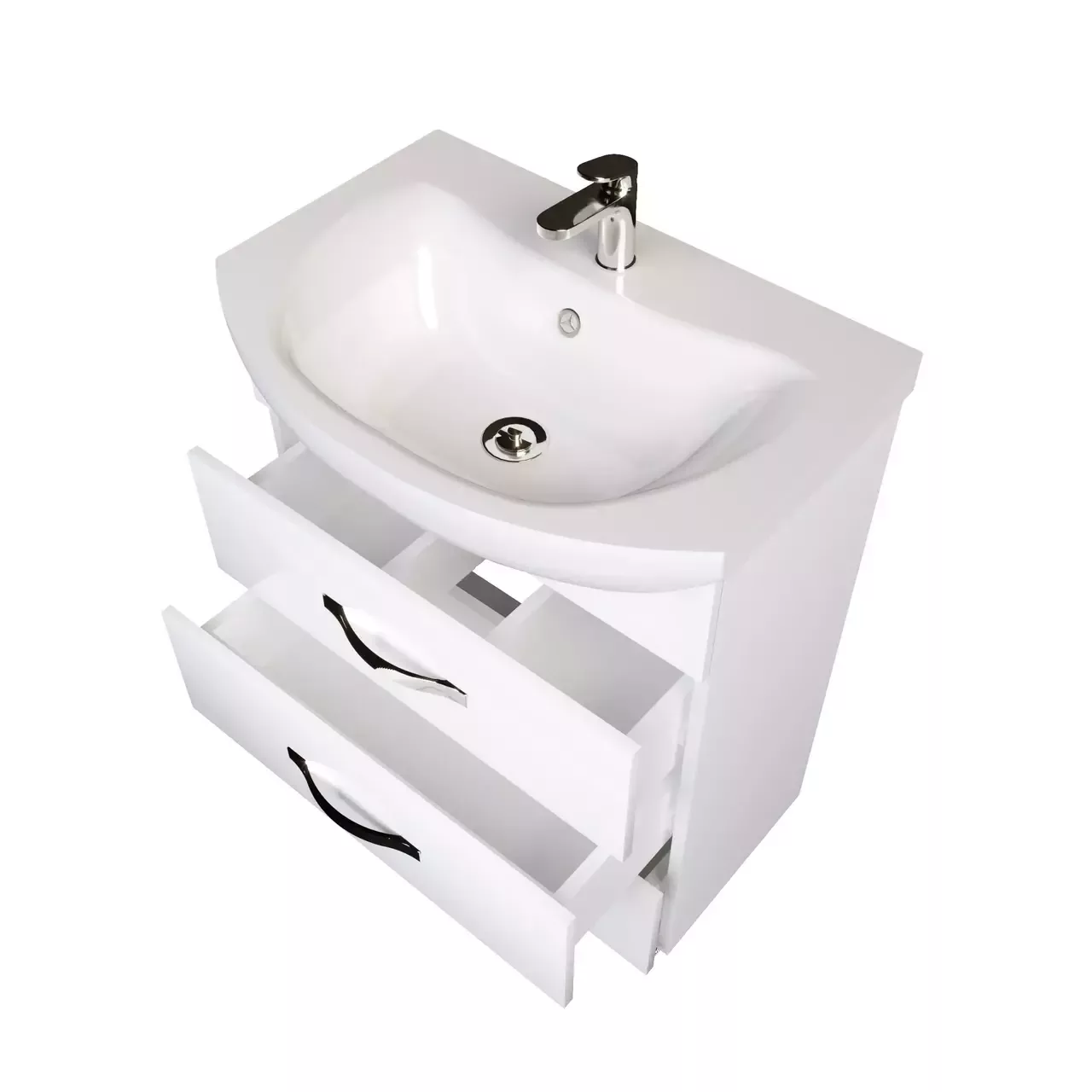 Тумба напольная 1Marka Вита 65Н с раковиной Балтика 65, 3 ящика, белый